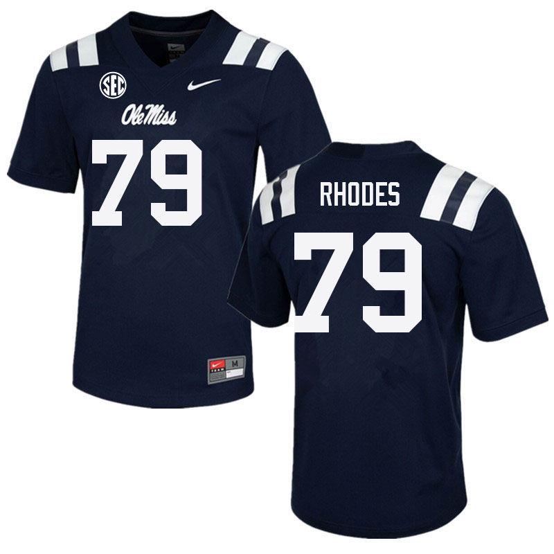 Jordan Rhodes Ole Miss Rebels NCAA Men's Navy #79 Stitched Limited College Football Jersey HVI6558DG